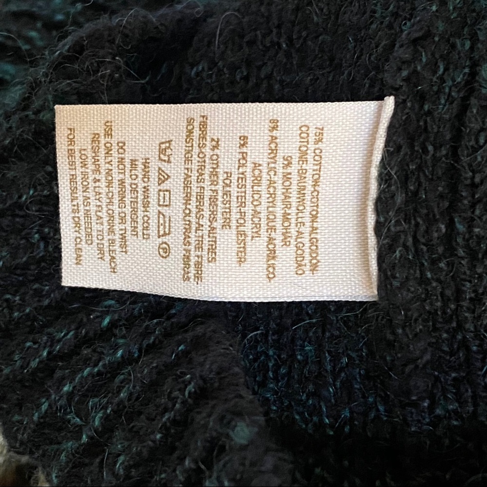 Free People rugby black green tan colorblock V-neck button up cardigan sweater - Picture 9 of 10